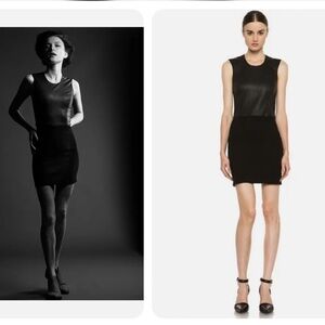 HELMUT LANG lamb leather Gala Knit  Combo Dress in Black Size small  (MSRP $495)